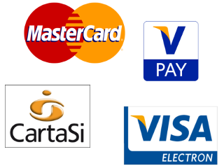 Si accettano pagamenti Mastercard, VPay, Cartasi, Visa electron